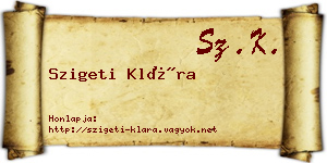 Szigeti Klára névjegykártya