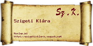 Szigeti Klára névjegykártya